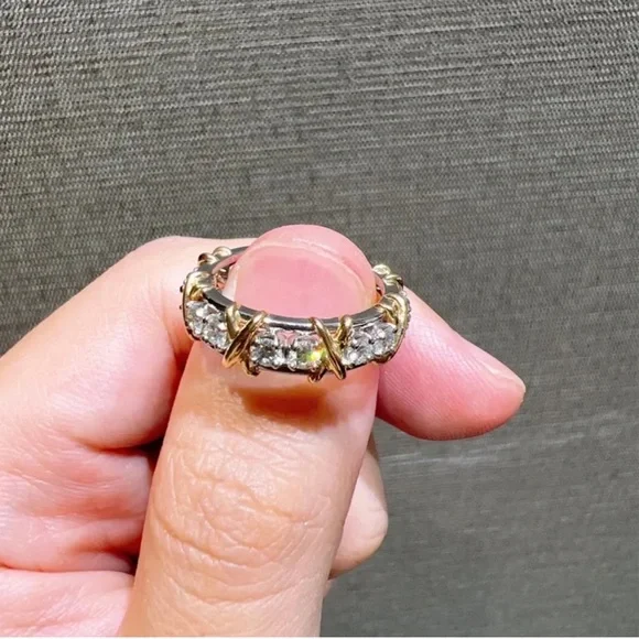 NWT Luxury 16-stone Ring white sapphire gold and platinum - Picture 6 of 10